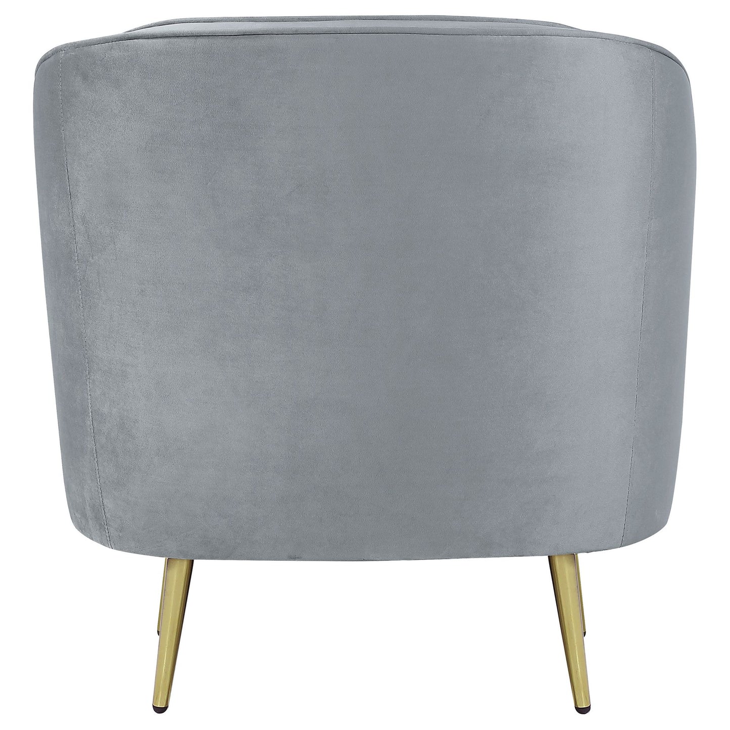Grey and Gold Upholstered Tufted Chair image 7