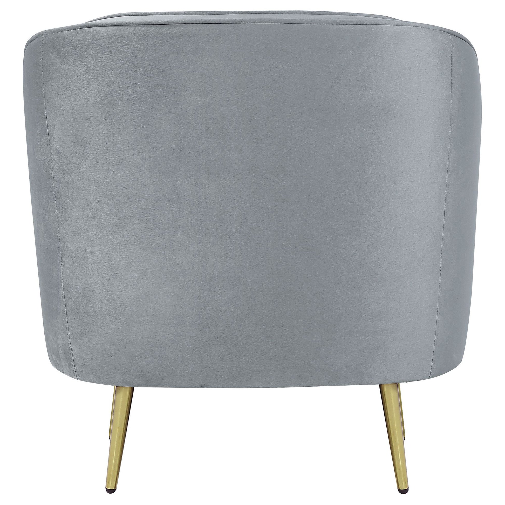 Grey and Gold Upholstered Tufted Chair image 7