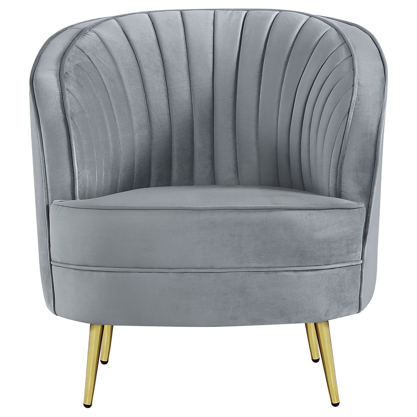 Grey and Gold Upholstered Tufted Chair image 4