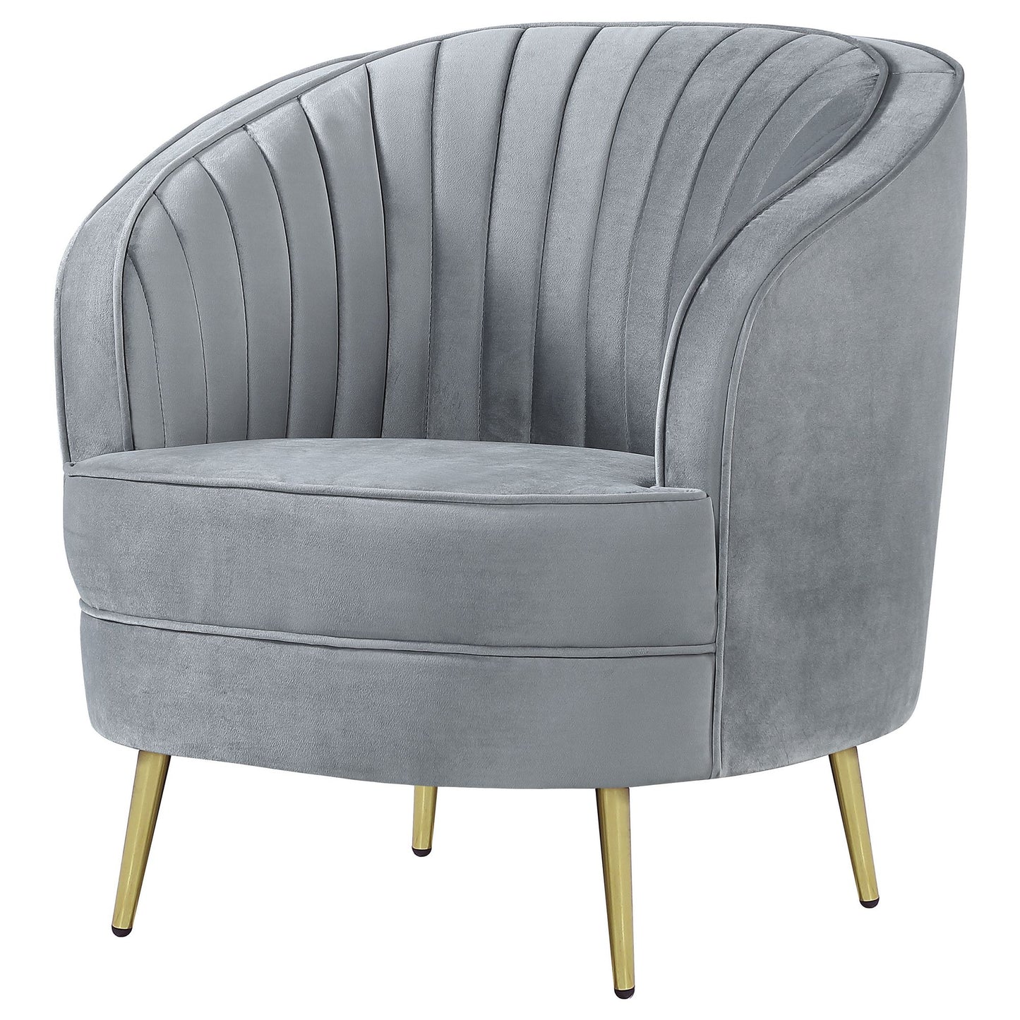 Grey and Gold Upholstered Tufted Chair image 3