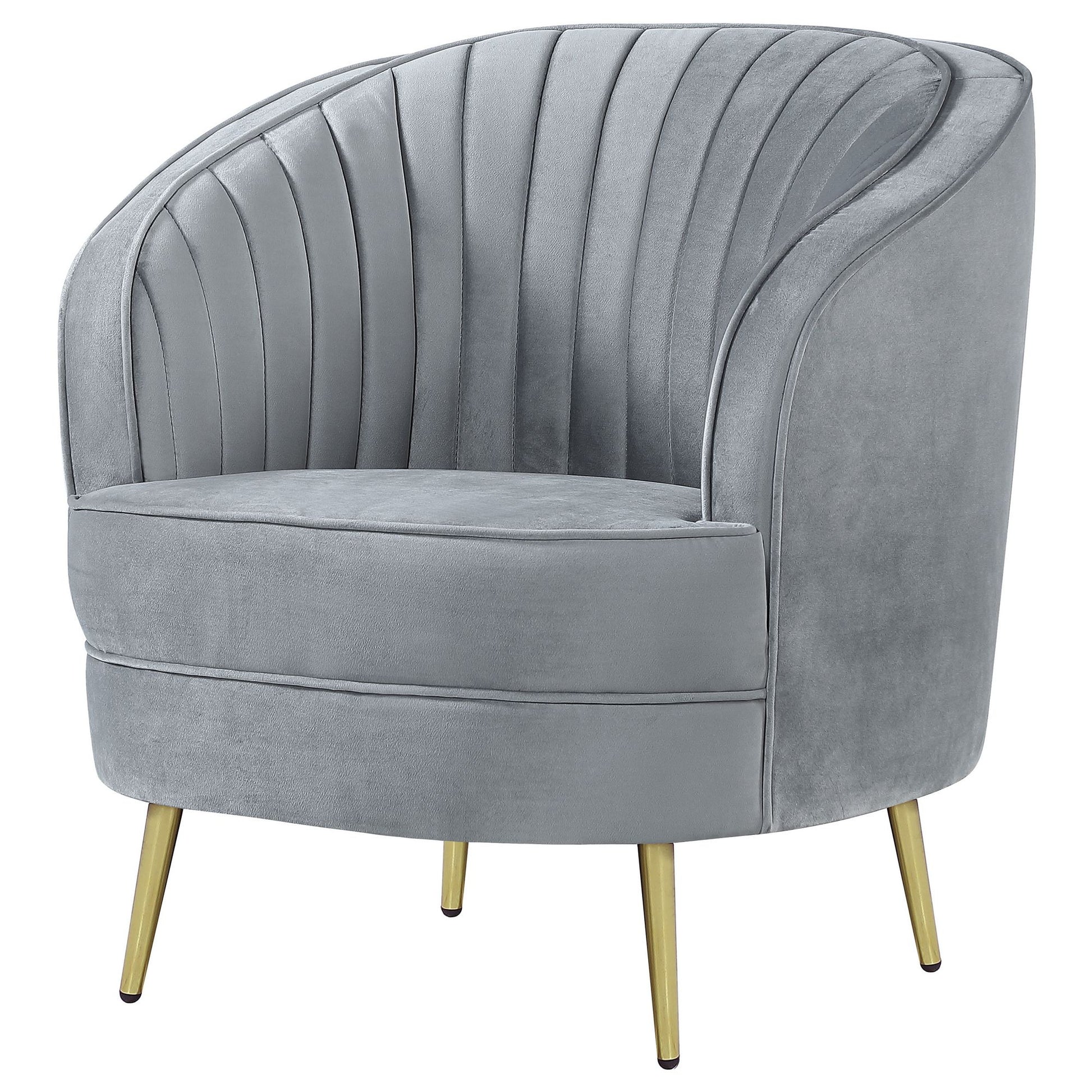 Grey and Gold Upholstered Tufted Chair image 3