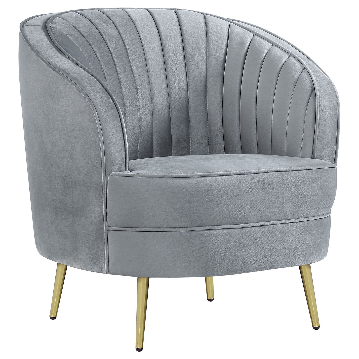 Grey and Gold Upholstered Tufted Chair image 2