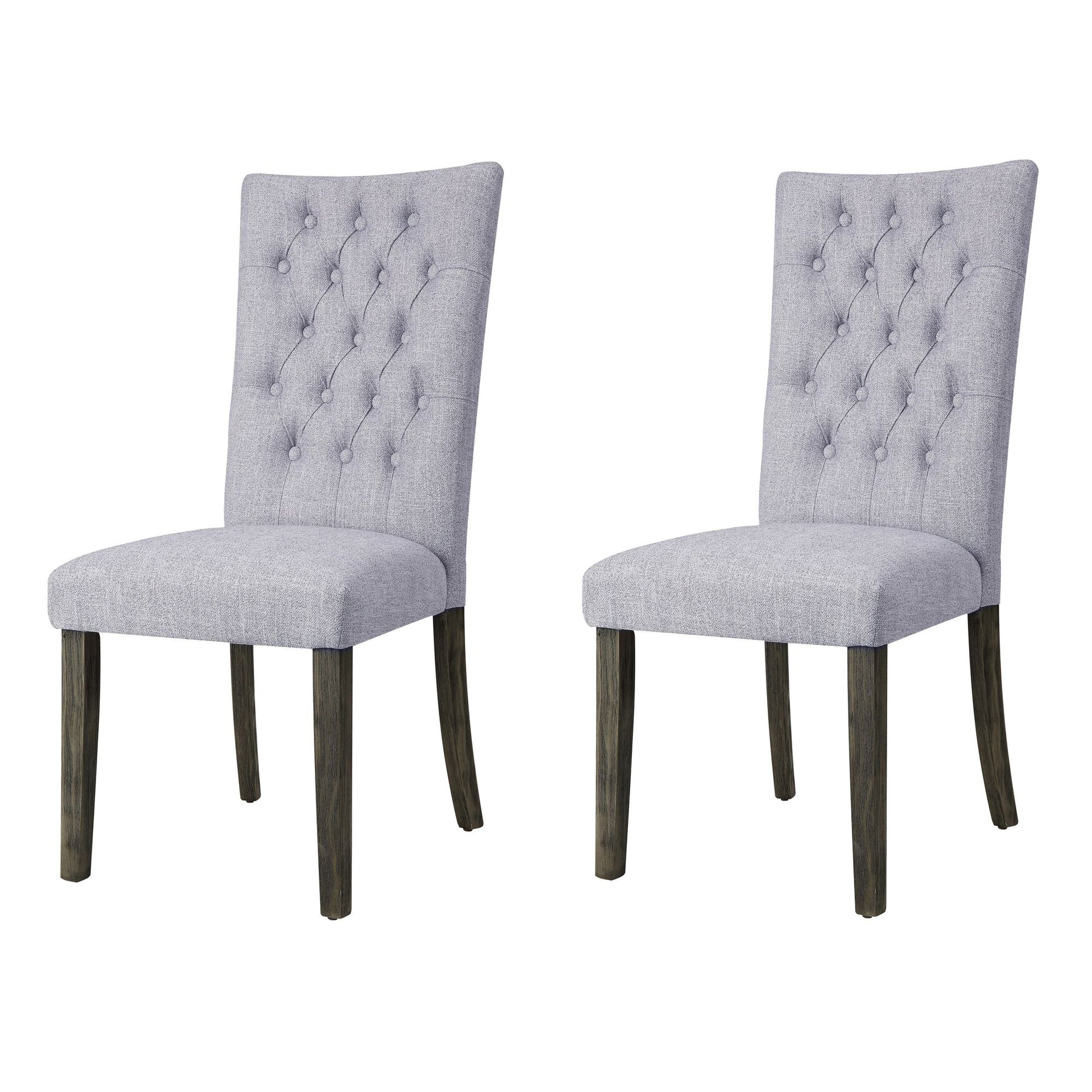 Grey and Grey Oak Side Chair with Button Tufted (Set of 2) image 1