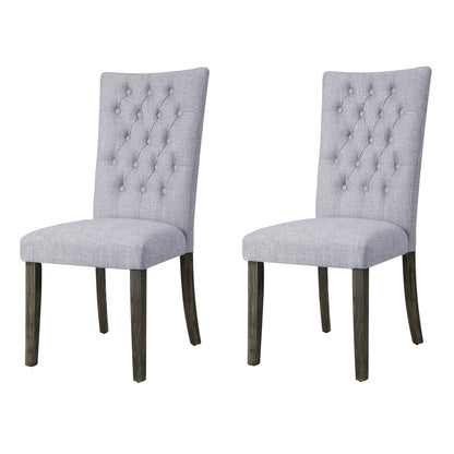 Grey and Grey Oak Side Chair with Button Tufted (Set of 2) image 1