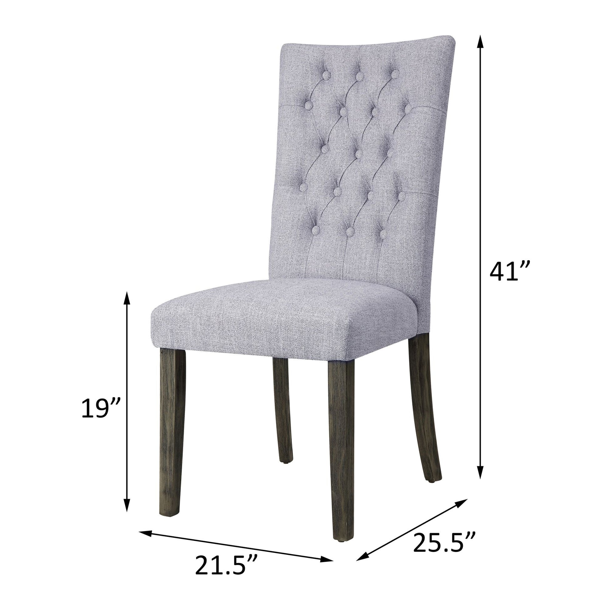 Grey and Grey Oak Side Chair with Button Tufted (Set of 2) image 6