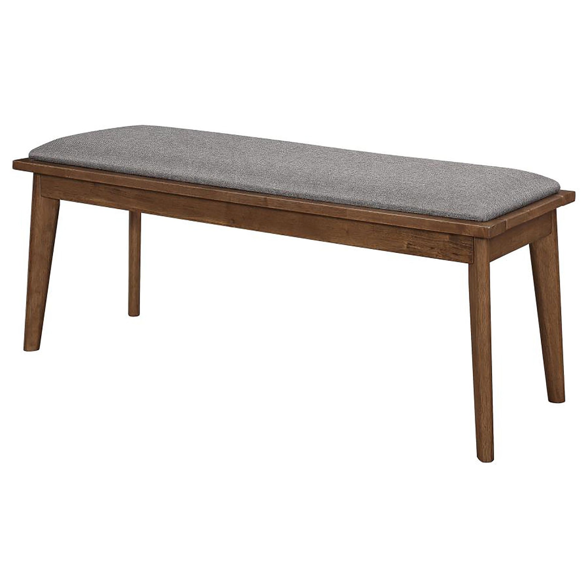 Grey and Natural Walnut Upholstered Dining Bench image 3