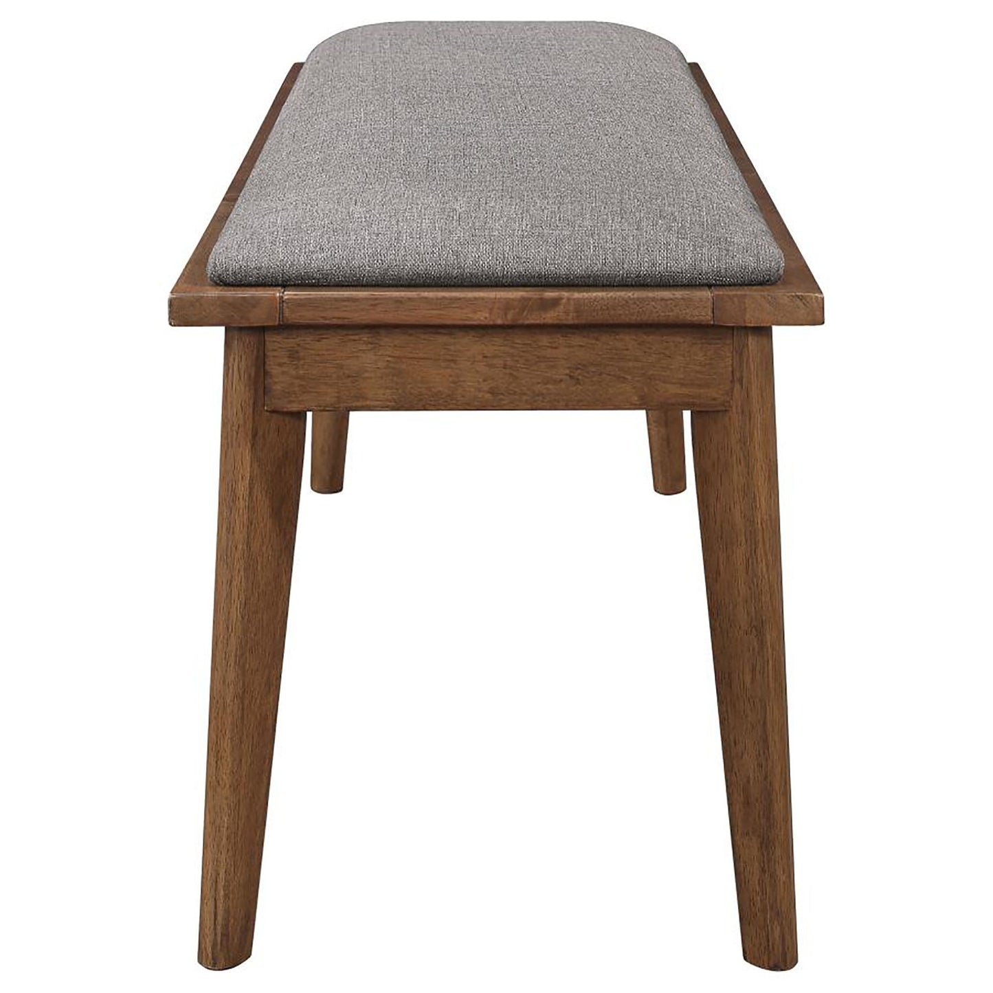 Grey and Natural Walnut Upholstered Dining Bench image 5