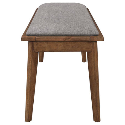 Grey and Natural Walnut Upholstered Dining Bench image 5