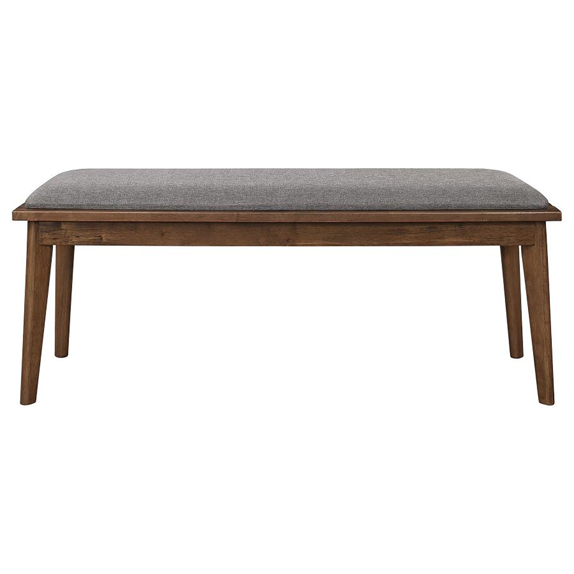 Grey and Natural Walnut Upholstered Dining Bench image 4