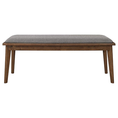 Grey and Natural Walnut Upholstered Dining Bench image 4