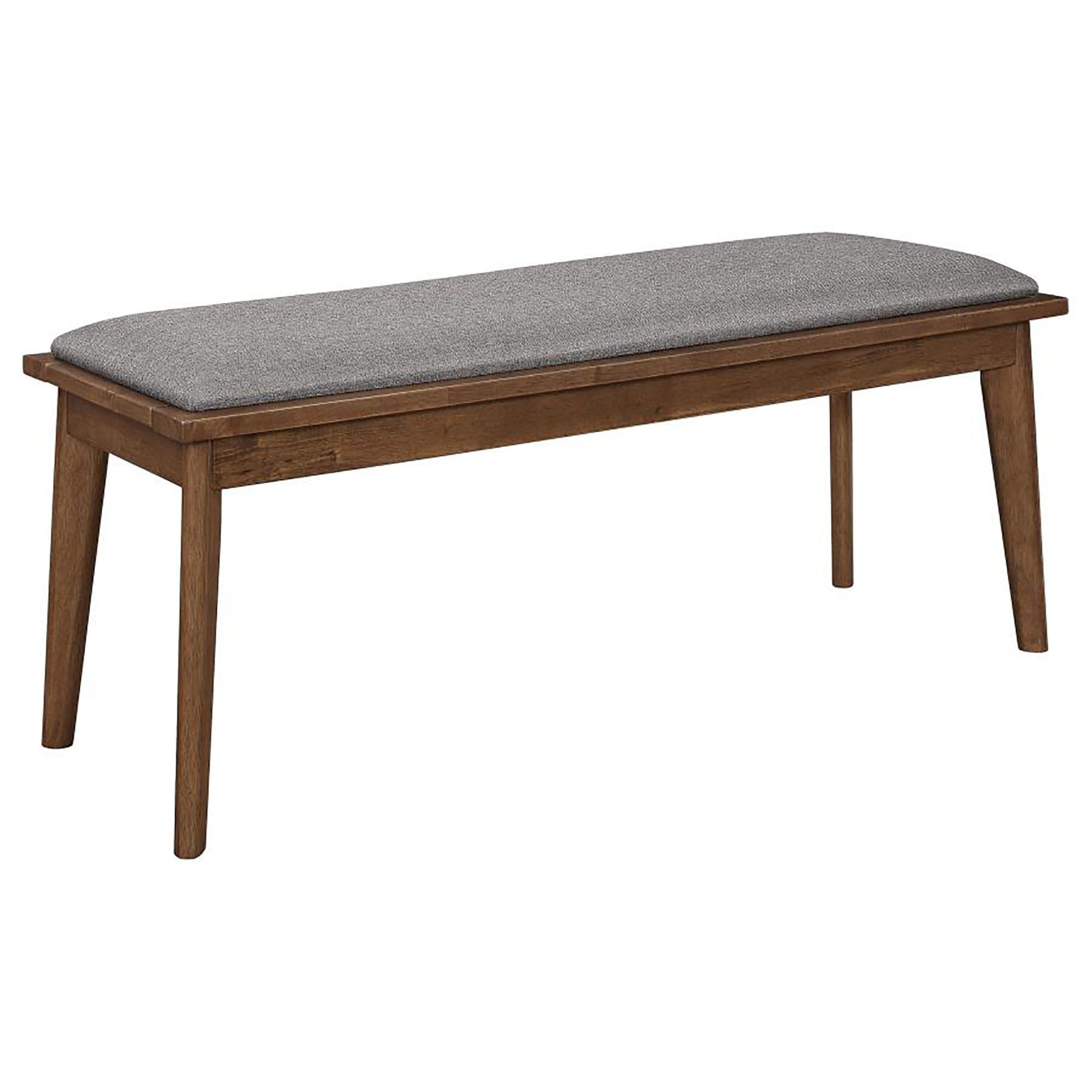 Grey and Natural Walnut Upholstered Dining Bench image 2