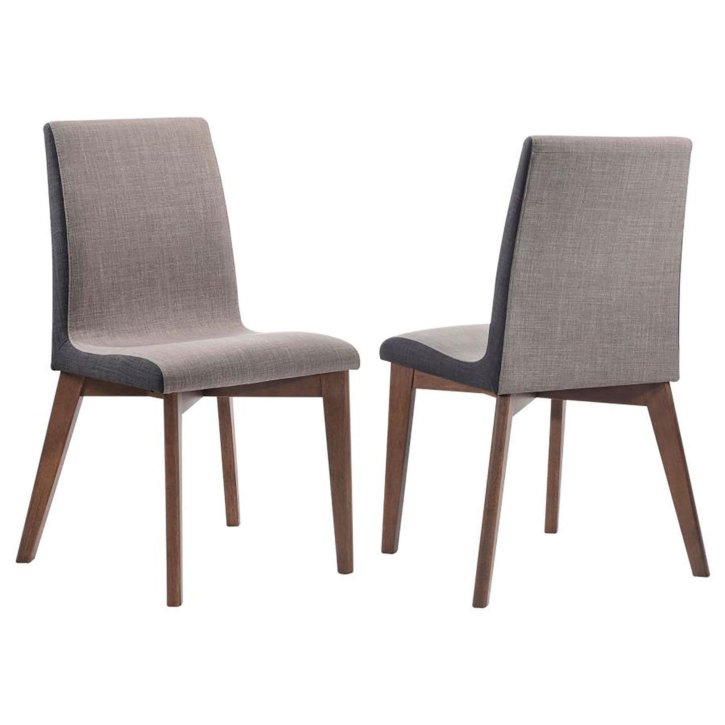 Grey and Natural Walnut Upholstered Side Chairs (Set of 2) image 2