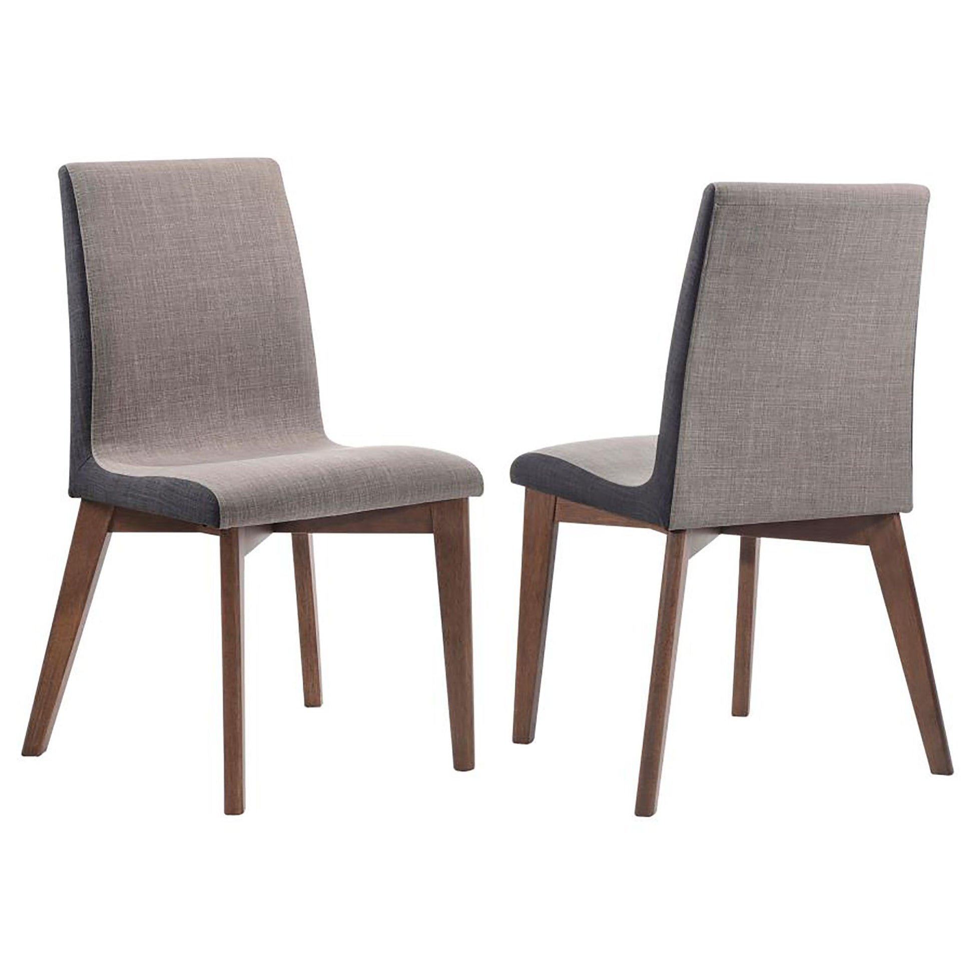 Grey and Natural Walnut Upholstered Side Chairs (Set of 2) image 2