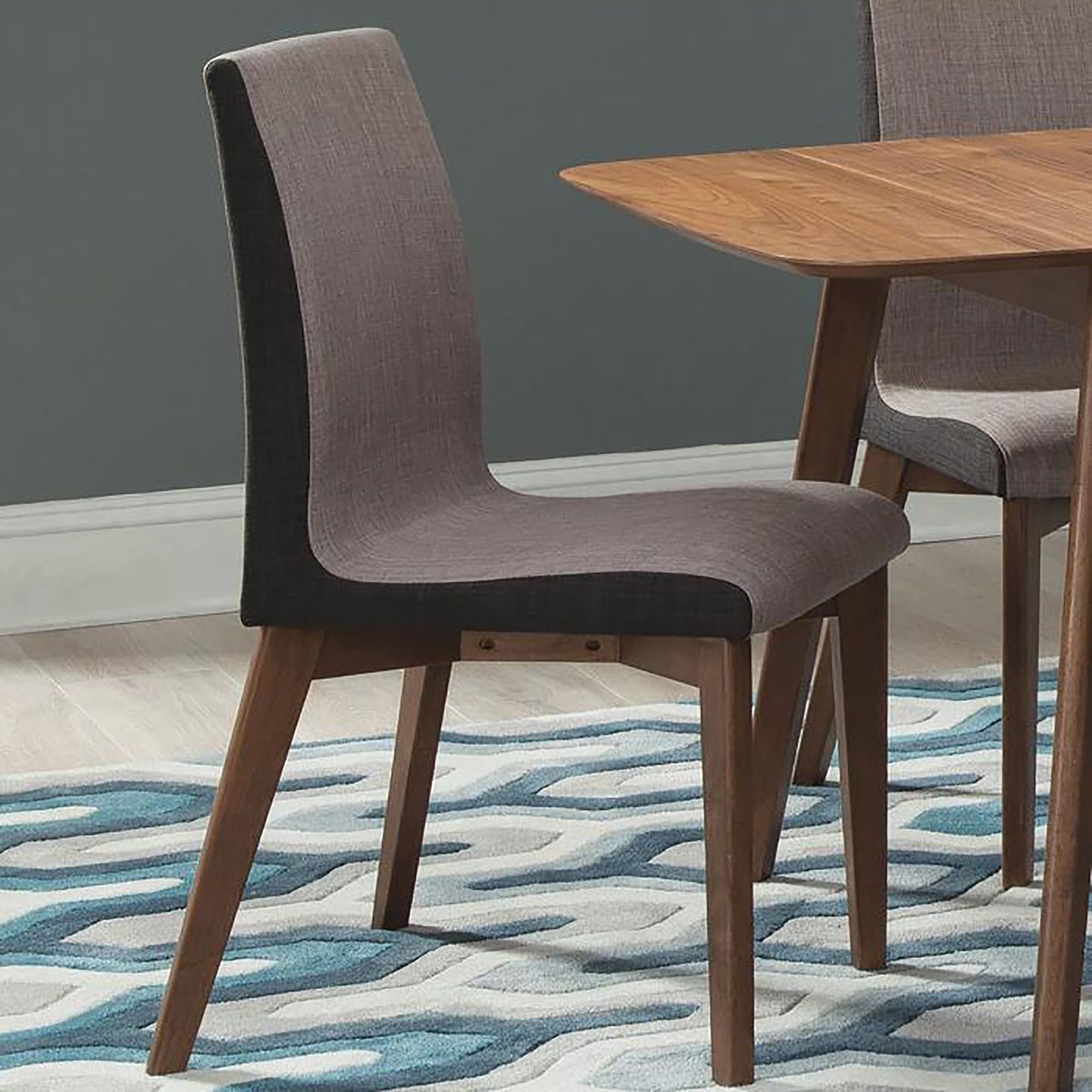 Grey and Natural Walnut Upholstered Side Chairs (Set of 2) image 1