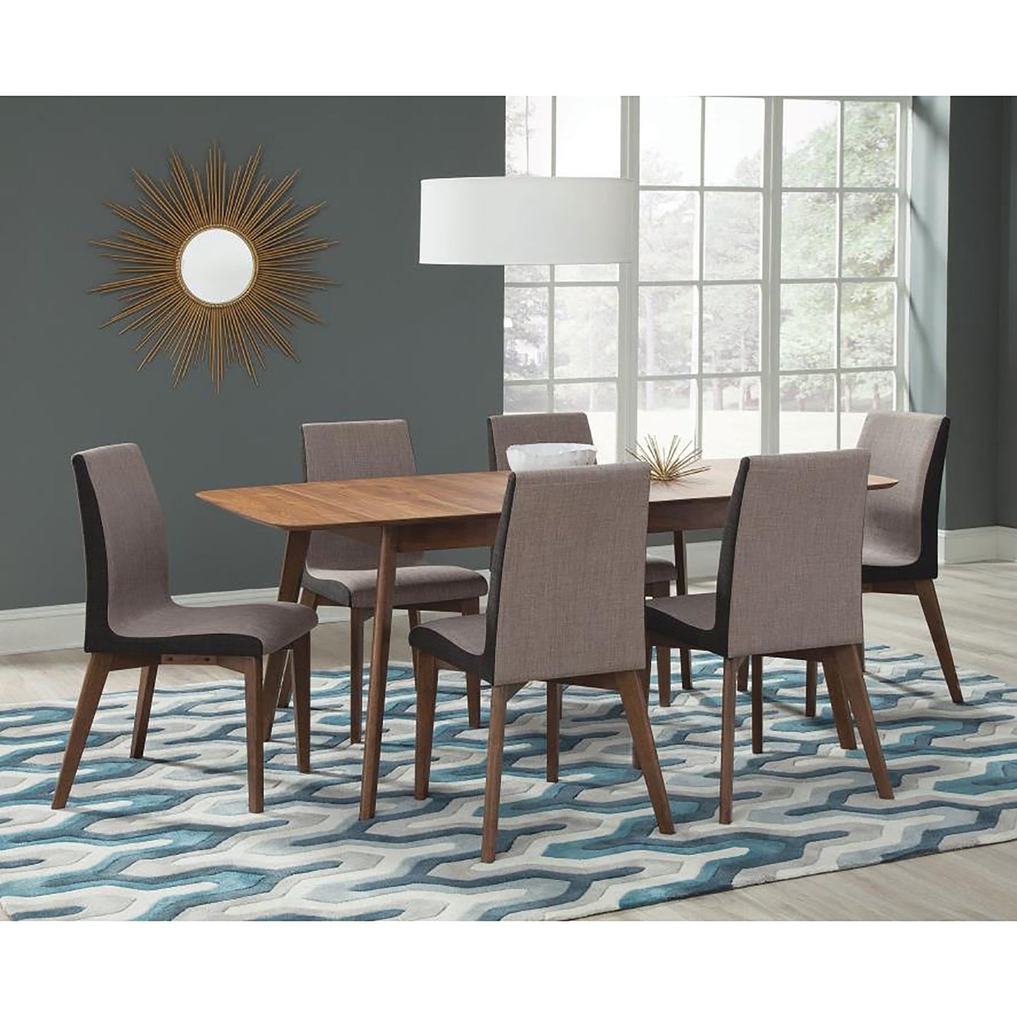 Grey and Natural Walnut Upholstered Side Chairs (Set of 2) image 5