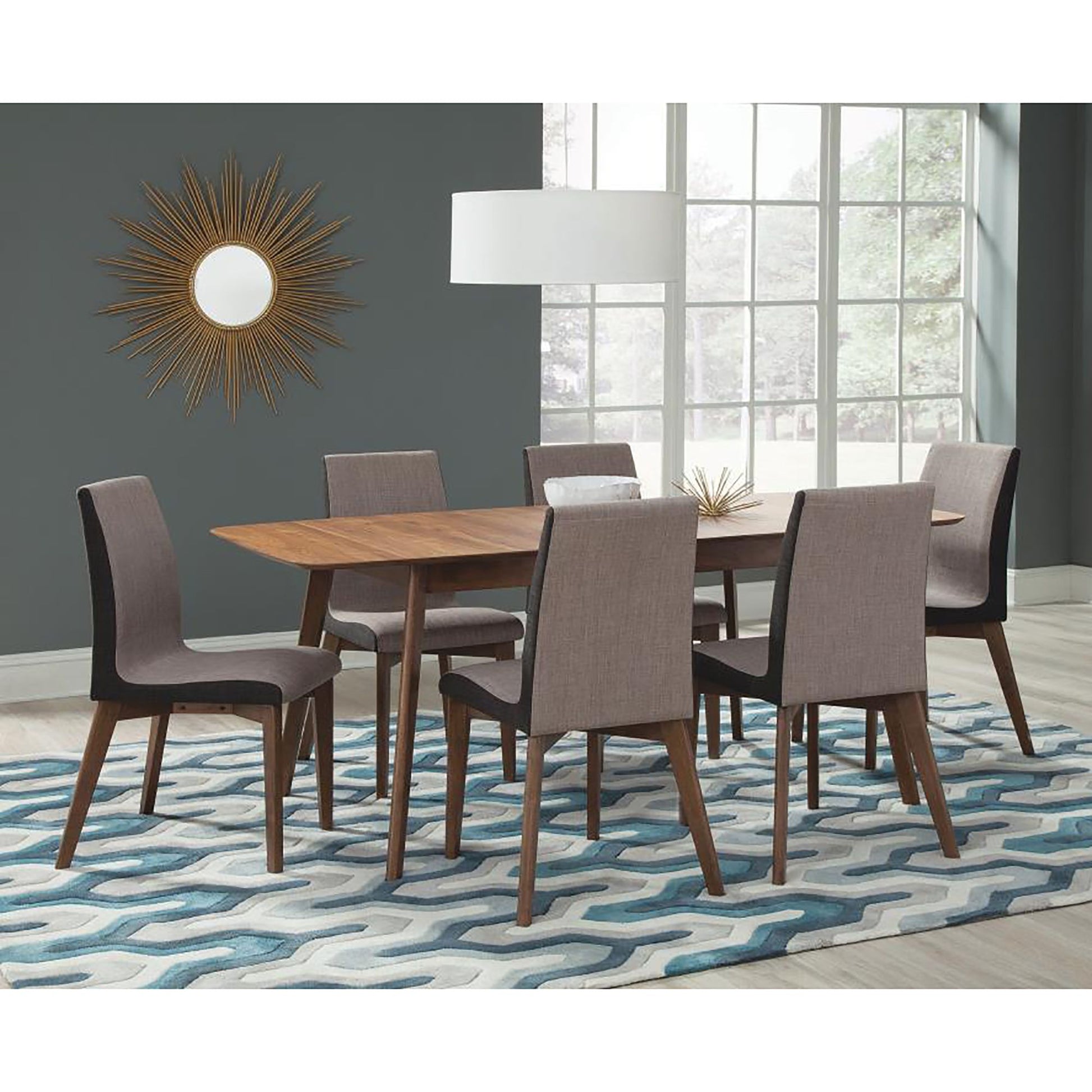 Grey and Natural Walnut Upholstered Side Chairs (Set of 2) image 5