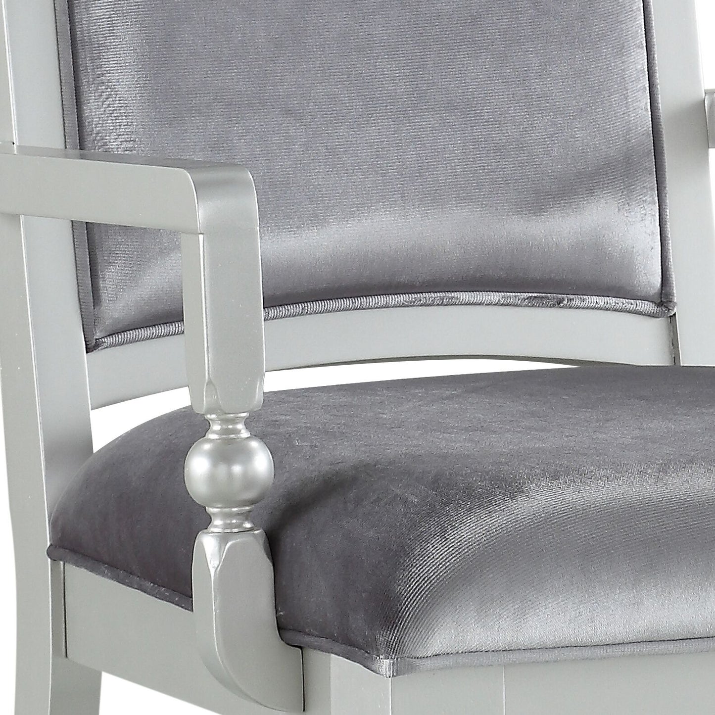Grey and Platinum Upholstered Arm Chairs (Set of 2) image 5