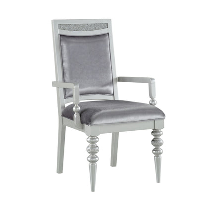 Grey and Platinum Upholstered Arm Chairs (Set of 2) image 1