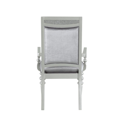 Grey and Platinum Upholstered Arm Chairs (Set of 2) image 3