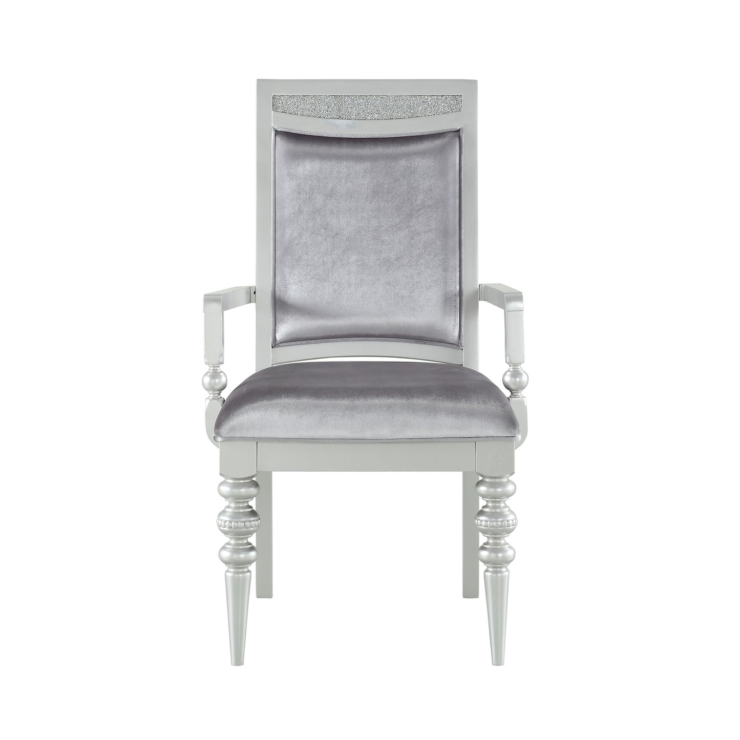 Grey and Platinum Upholstered Arm Chairs (Set of 2) image 2