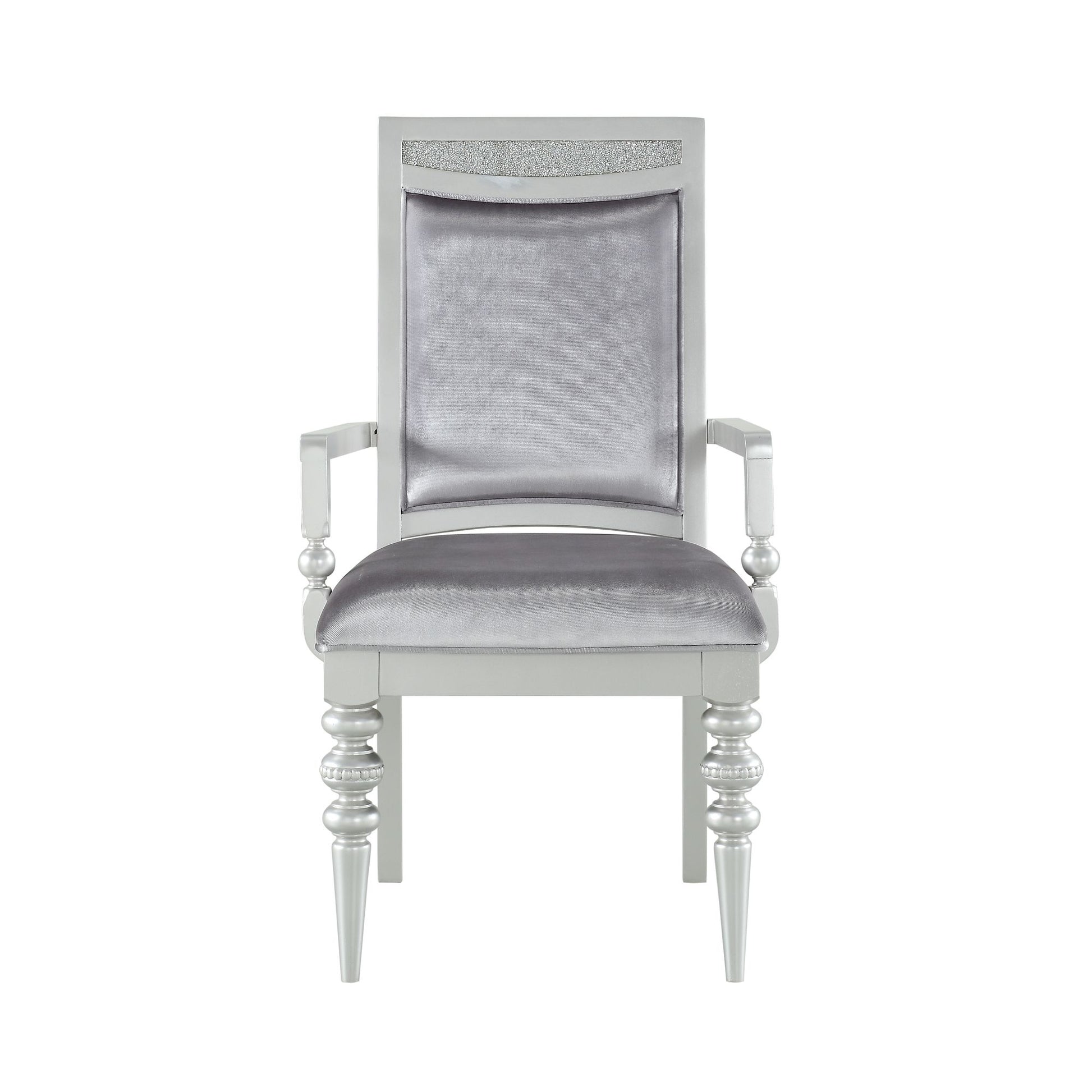Grey and Platinum Upholstered Arm Chairs (Set of 2) image 2