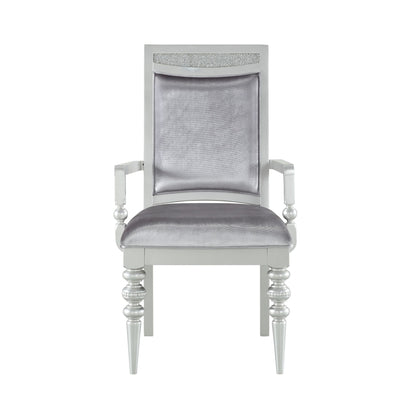 Grey and Platinum Upholstered Arm Chairs (Set of 2) image 2