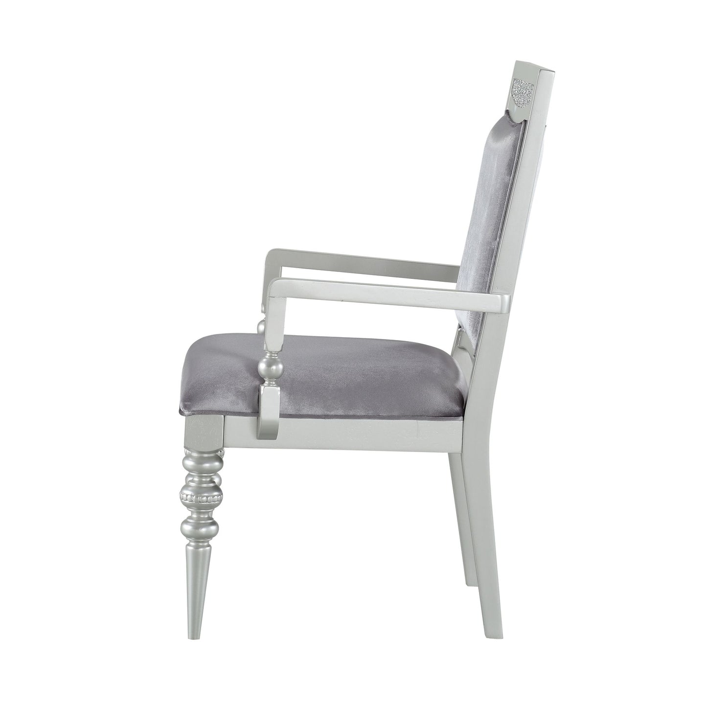 Grey and Platinum Upholstered Arm Chairs (Set of 2) image 4