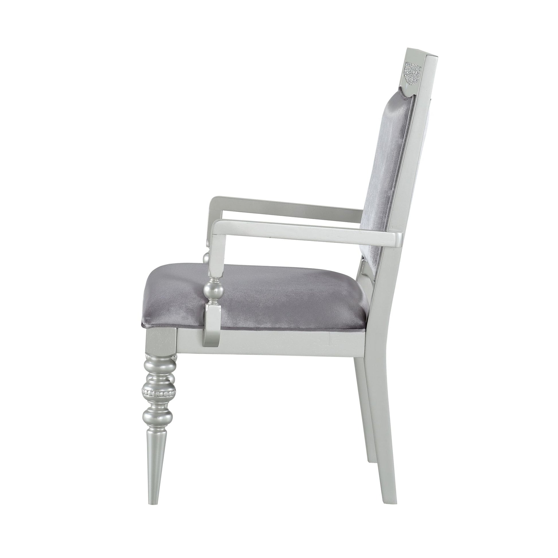 Grey and Platinum Upholstered Arm Chairs (Set of 2) image 4