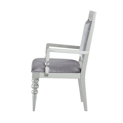 Grey and Platinum Upholstered Arm Chairs (Set of 2) image 4