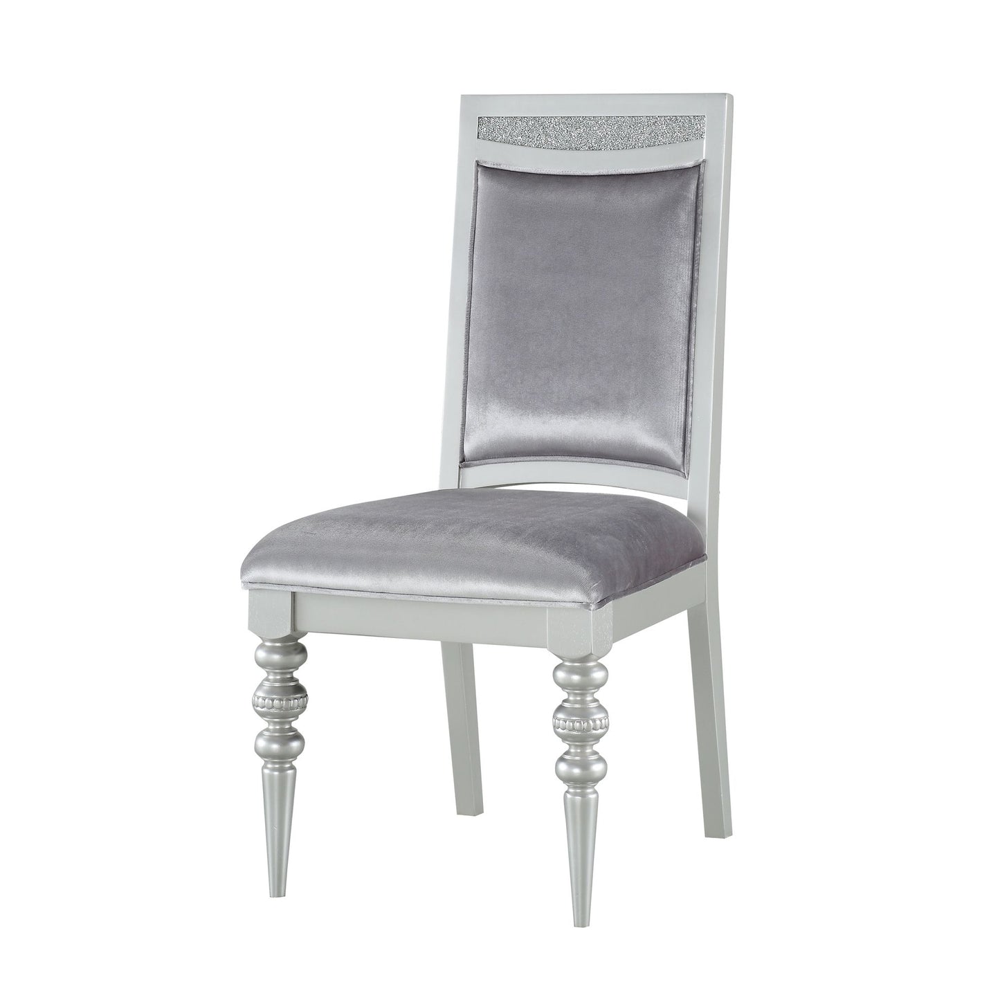 Grey and Platinum Upholstered Side Chairs (Set of 2) image 1