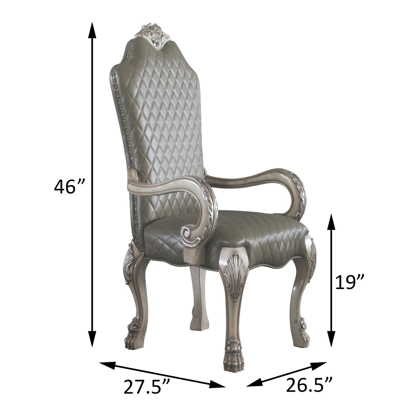 Grey and Vintage Bone White Arm Chairs (Set of 2) image 6