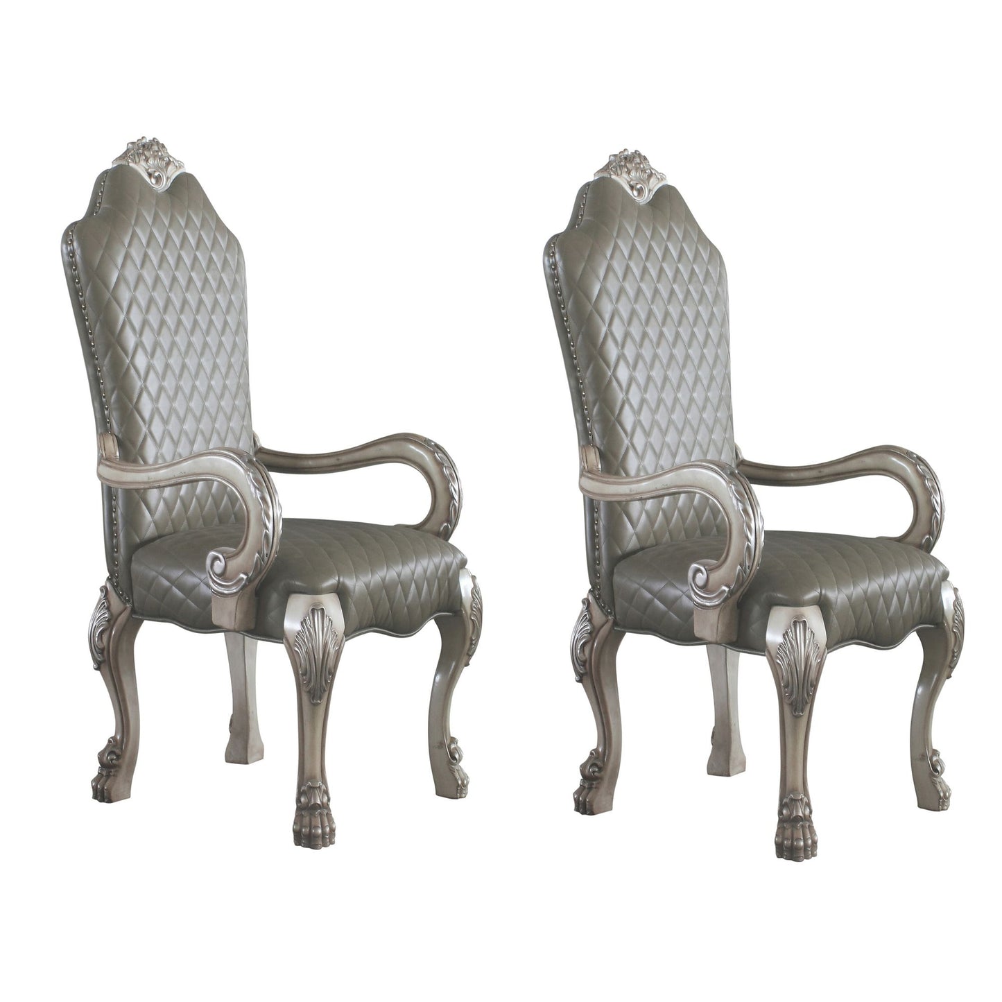 Grey and Vintage Bone White Arm Chairs (Set of 2) image 1