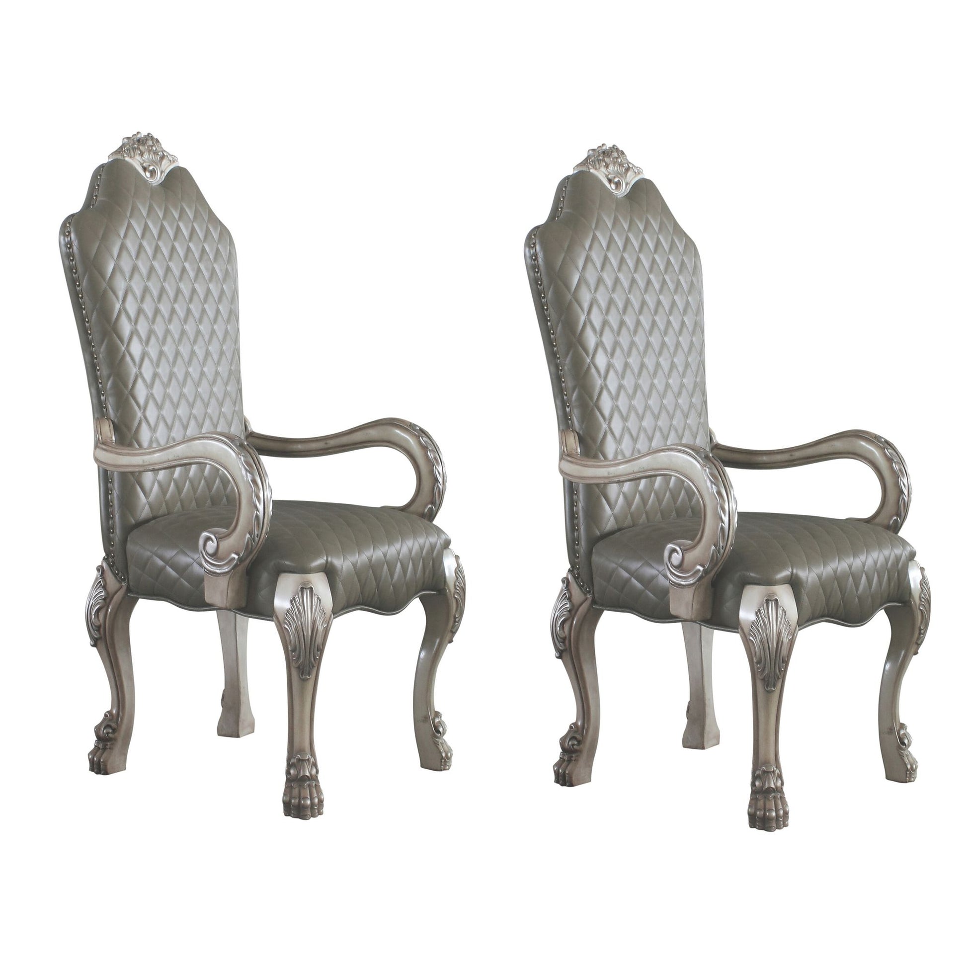 Grey and Vintage Bone White Arm Chairs (Set of 2) image 1