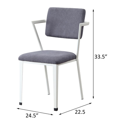 Grey and White Open Back Upholstered Office Chair image 6