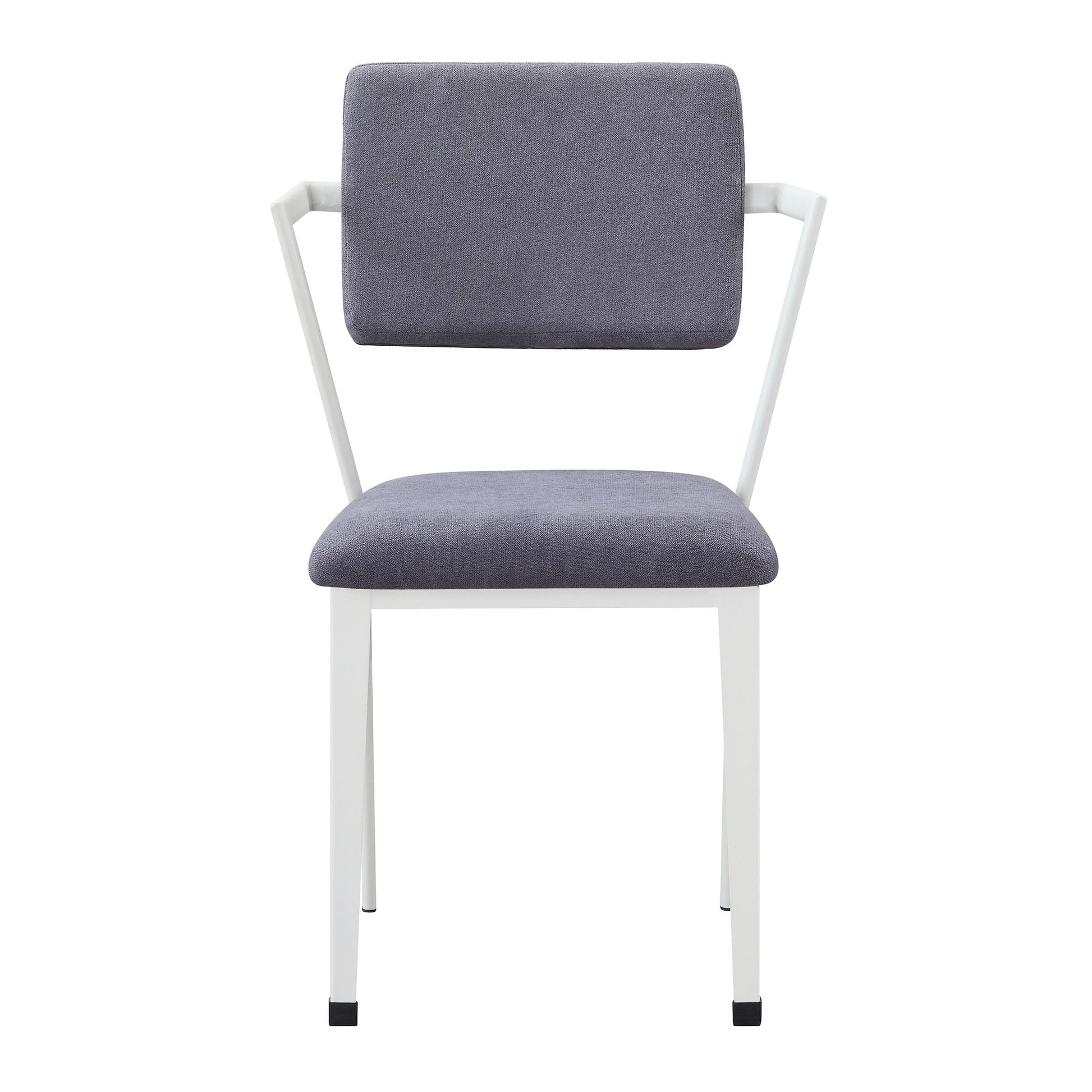 Grey and White Open Back Upholstered Office Chair image 2