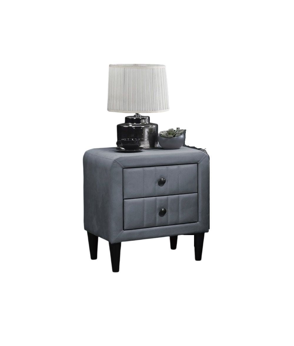 Grey Color Velvet Gorgeous 1pc Nightstand Bedside Table 2x Drawers Bedroom Furniture Sleek Design Tempered Legs image 3