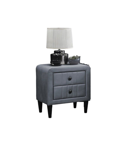 Grey Color Velvet Gorgeous 1pc Nightstand Bedside Table 2x Drawers Bedroom Furniture Sleek Design Tempered Legs image 3