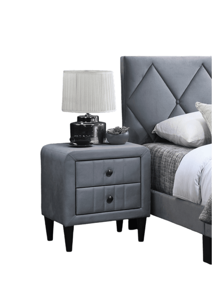 Grey Color Velvet Gorgeous 1pc Nightstand Bedside Table 2x Drawers Bedroom Furniture Sleek Design Tempered Legs image 7