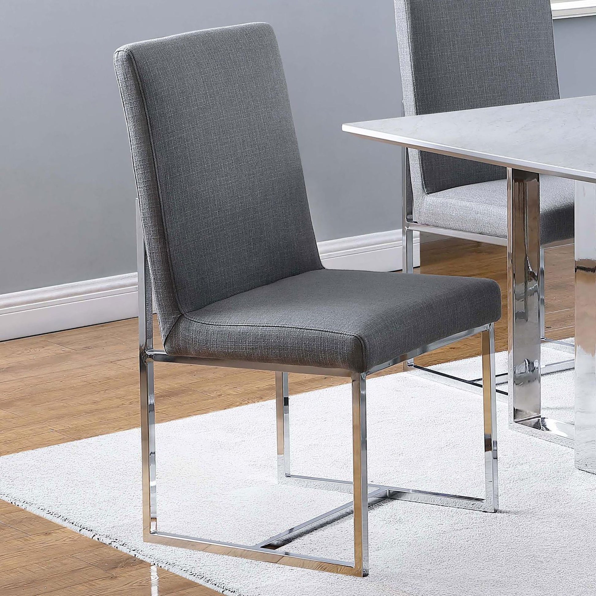 Grey Cube Base Dining Chair (Set of 2) image 1