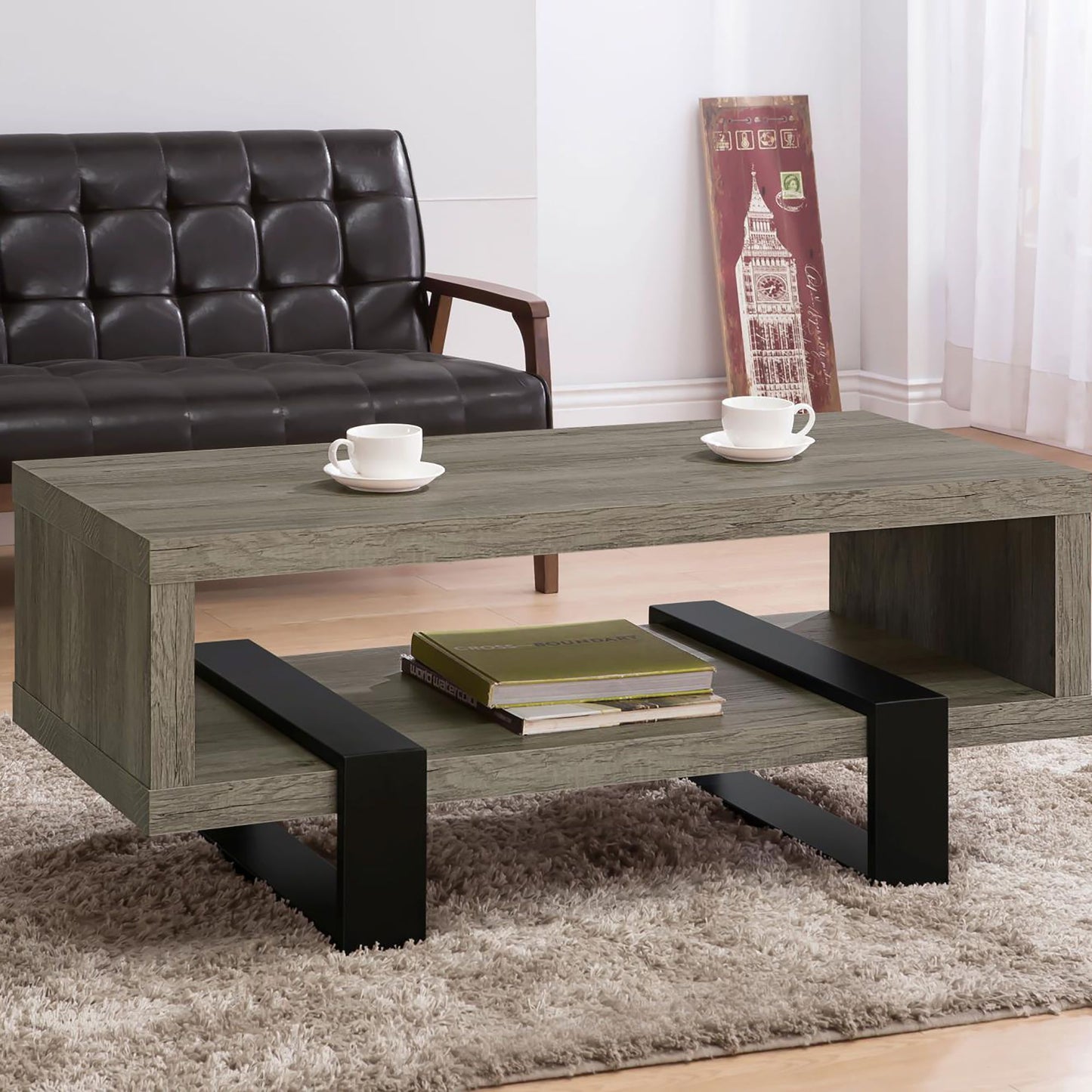 Grey Driftwood 1-shelf Coffee Table image 1