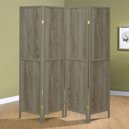 Grey Driftwood and Light Grey 4-Panel Folding Screen image 1
