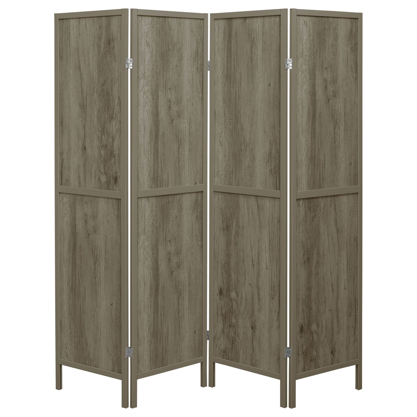 Grey Driftwood and Light Grey 4-Panel Folding Screen image 3