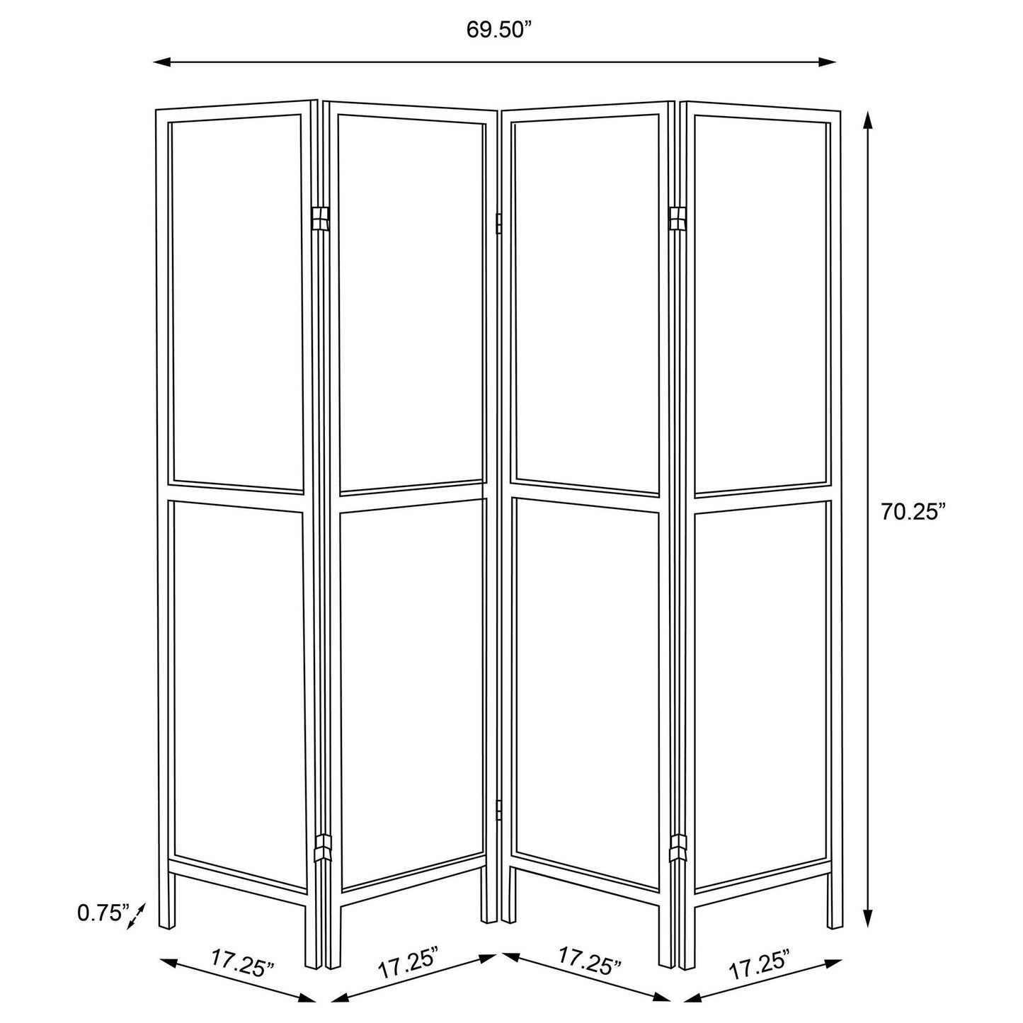 Grey Driftwood and Light Grey 4-Panel Folding Screen image 8