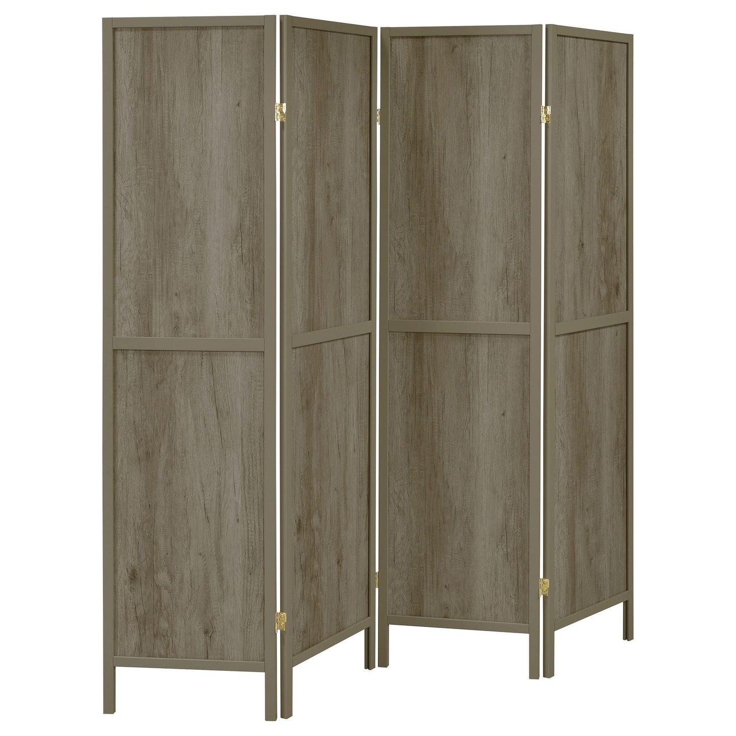 Grey Driftwood and Light Grey 4-Panel Folding Screen image 2