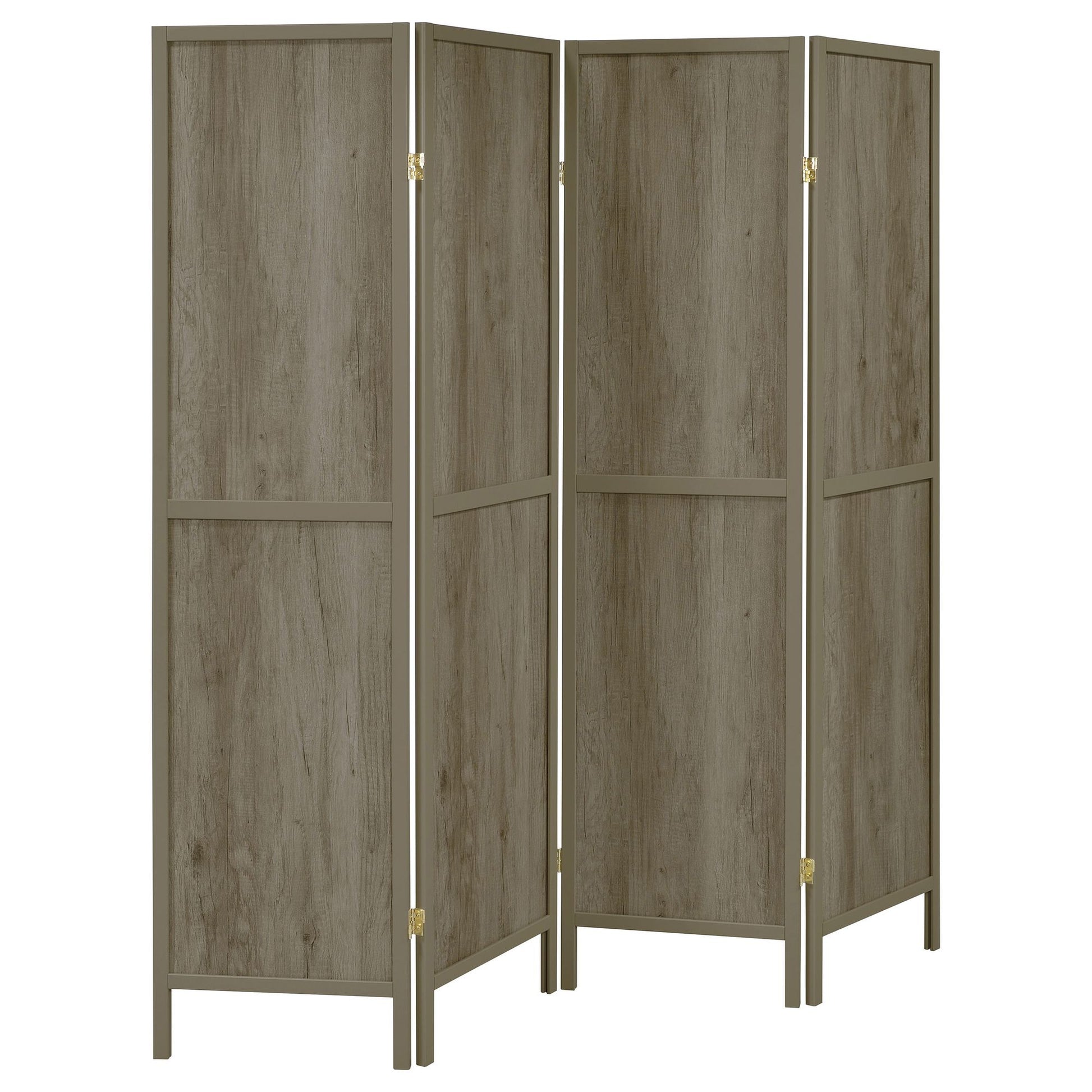Grey Driftwood and Light Grey 4-Panel Folding Screen image 2