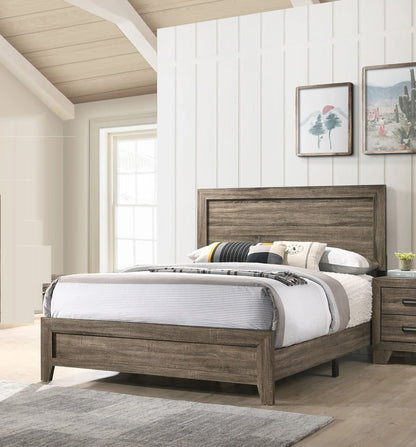 Grey Finish Fabric 1pc King Size Panel Bed Beautiful Wooden Bedroom Furniture Contemporary Style image 1