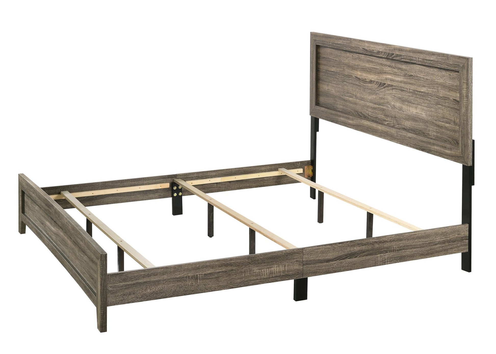Grey Finish Fabric 1pc King Size Panel Bed Beautiful Wooden Bedroom Furniture Contemporary Style image 3