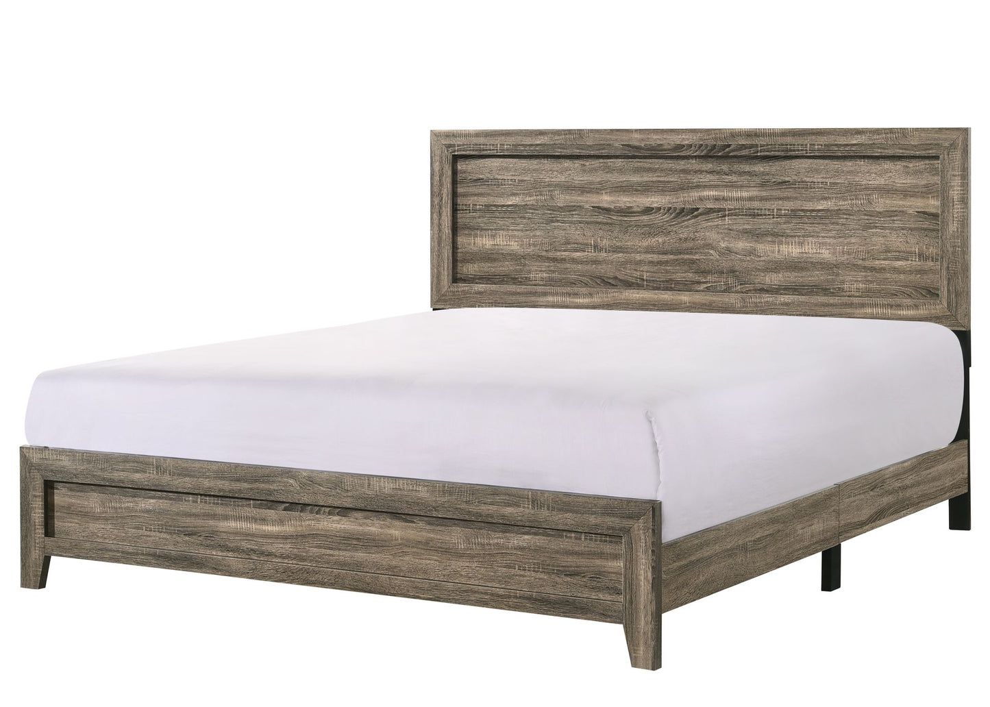 Grey Finish Fabric 1pc King Size Panel Bed Beautiful Wooden Bedroom Furniture Contemporary Style image 2