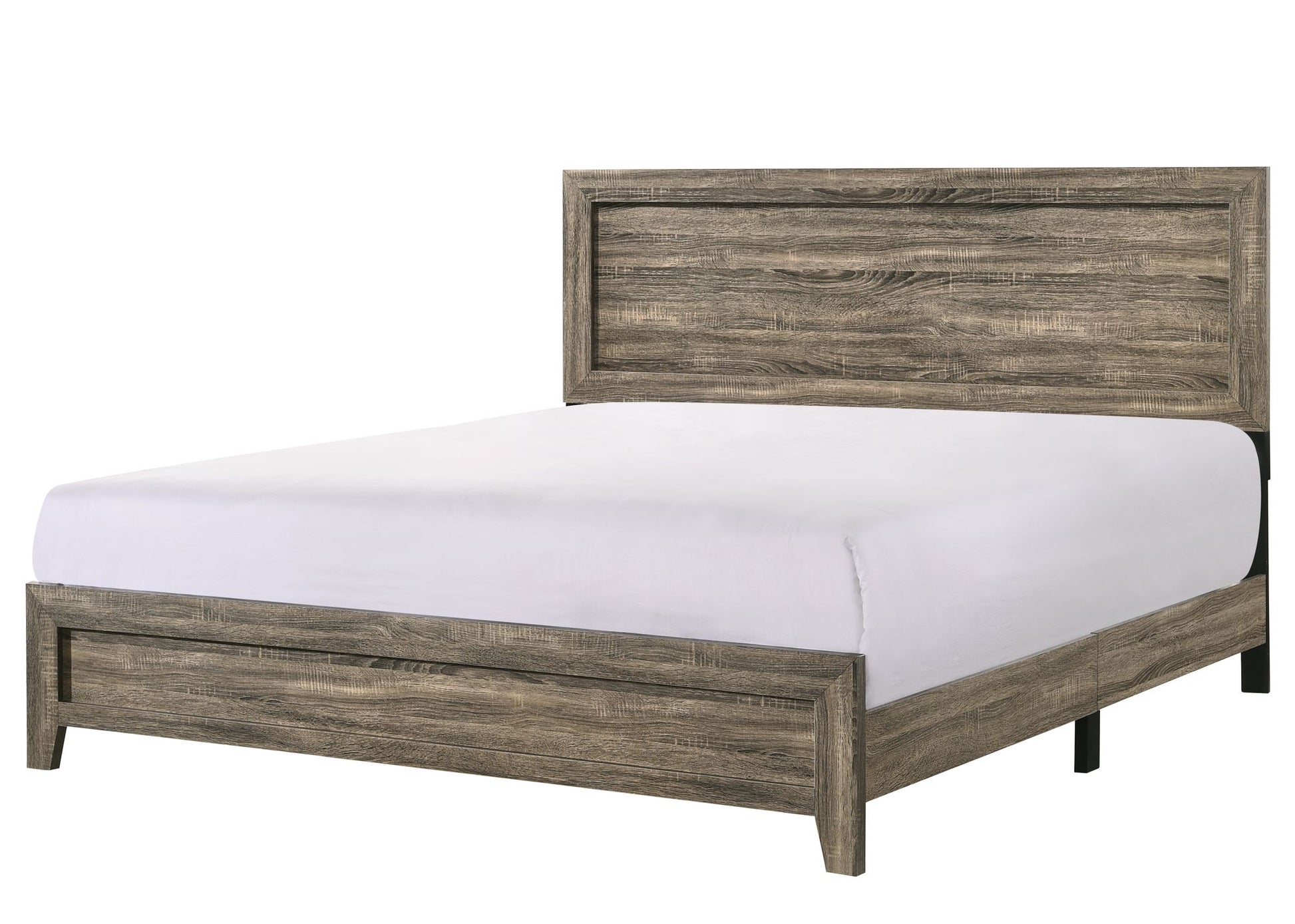 Grey Finish Fabric 1pc King Size Panel Bed Beautiful Wooden Bedroom Furniture Contemporary Style image 2