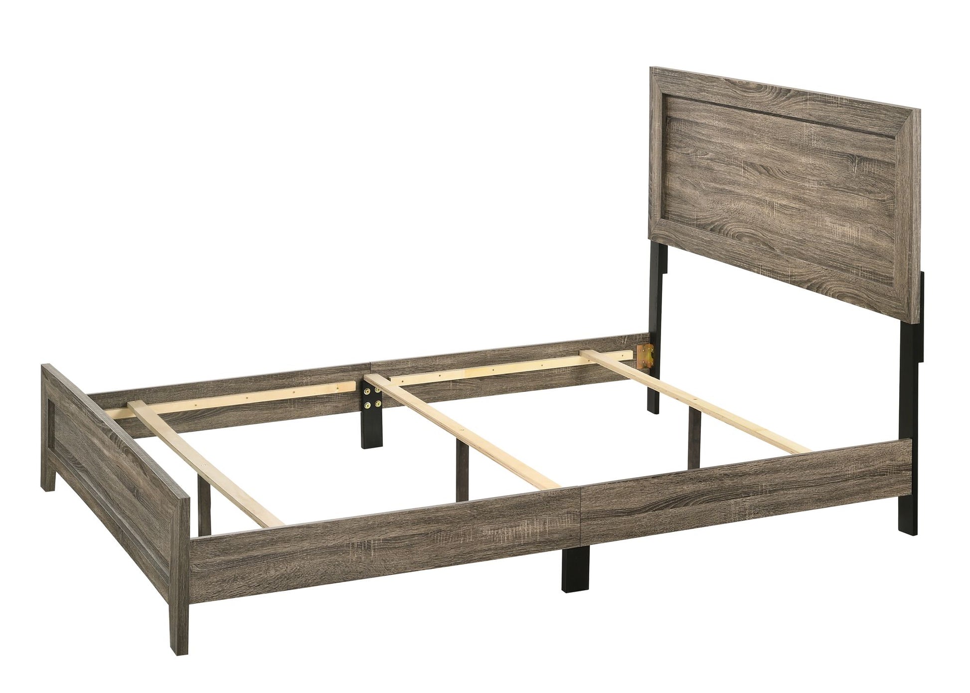 Grey Finish Fabric 1pc Queen Size Panel Bed Beautiful Wooden Bedroom Furniture Contemporary Style image 3